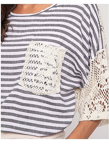 T-shirt rayures dos ajouré FINLEY