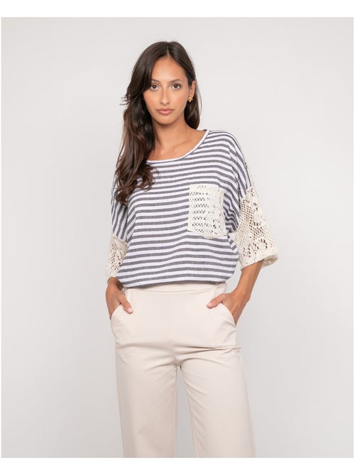 T-shirt rayures dos ajouré FINLEY - Kiabi