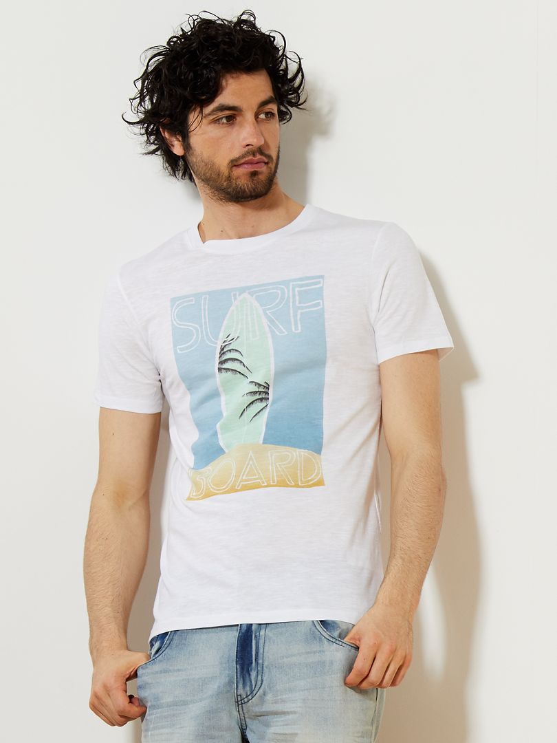 T-shirt regular imprimé fantaisie blanc - Kiabi