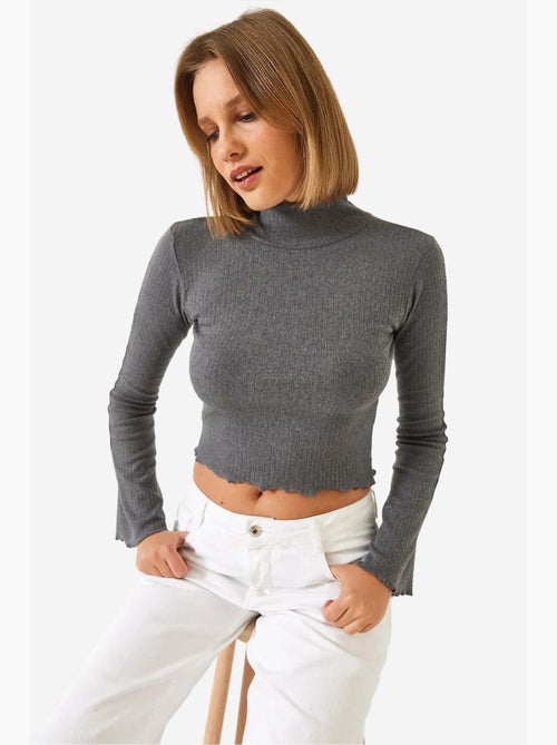 T-shirt rib hoge hals kort lange mouwen lucci - Kiabi T-shirt rib hoge hals kort lange mouwen lucci - Kiabi