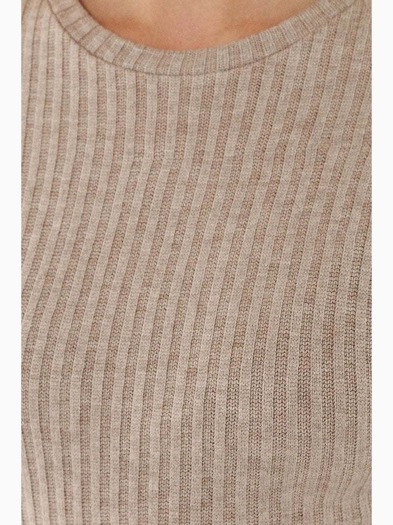 T-shirt ronde hals jersey lange mouw hiccup Natuurlijk beige - Kiabi