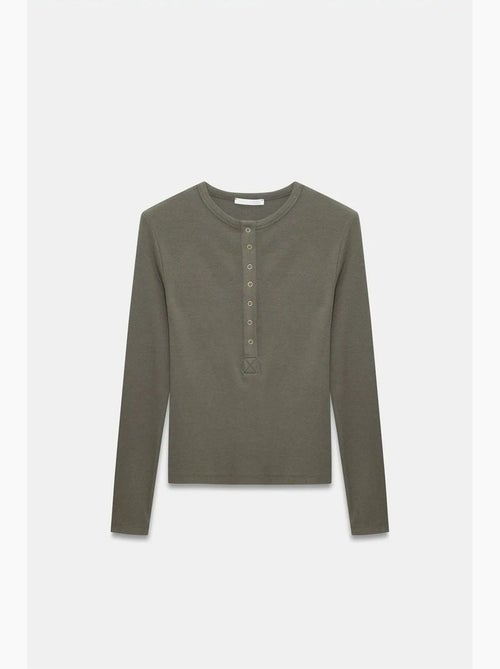 T-shirt ronde hals lange mouw rib met knopen dilvin - Kiabi T-shirt ronde hals lange mouw rib met knopen dilvin - Kiabi