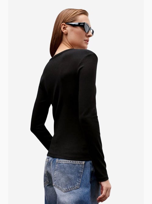 T-shirt ronde hals lange mouw rib met knopen dilvin - Kiabi T-shirt ronde hals lange mouw rib met knopen dilvin - Kiabi