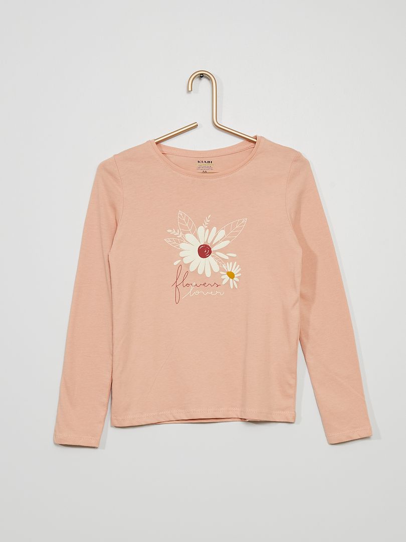 T-shirt rose 'fleur' - Kiabi