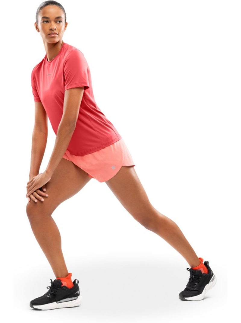 T-shirt running manches courtes femme fitness femme singapore coral Rose - Kiabi