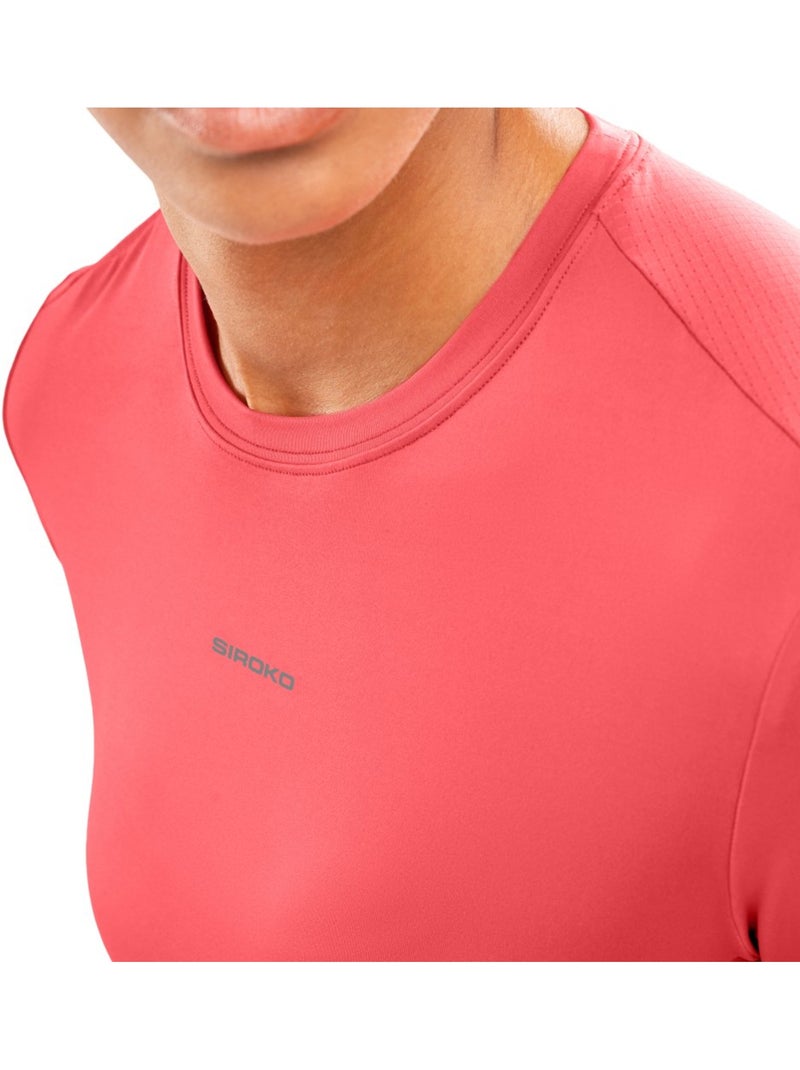 T-shirt running manches courtes femme fitness femme singapore coral Rose - Kiabi
