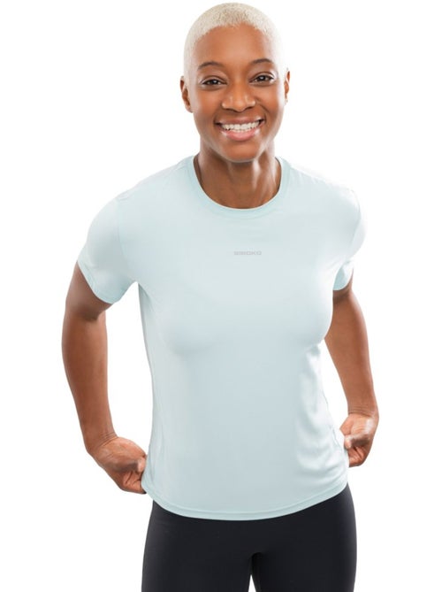 T-shirt running manches courtes femme fitness femme singapore mint - Kiabi