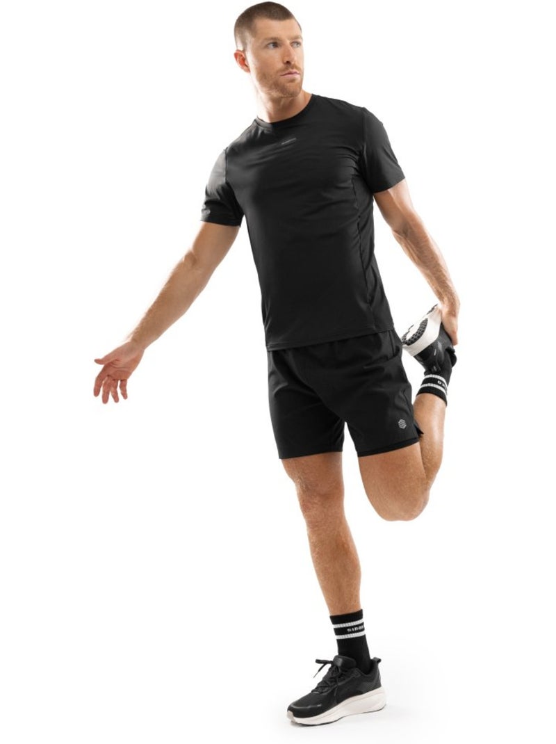 T-shirt running manches courtes homme fitness homme gate Noir - Kiabi