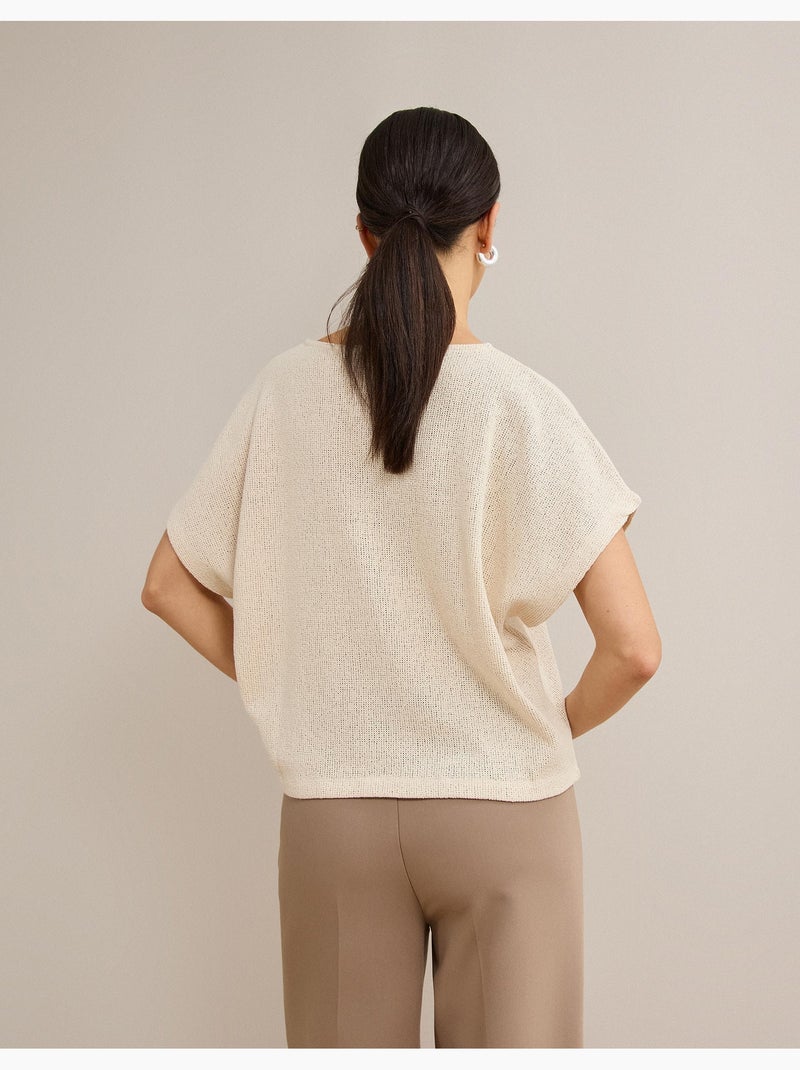 T-shirt rustique en maille, mo fashion Beige - Kiabi