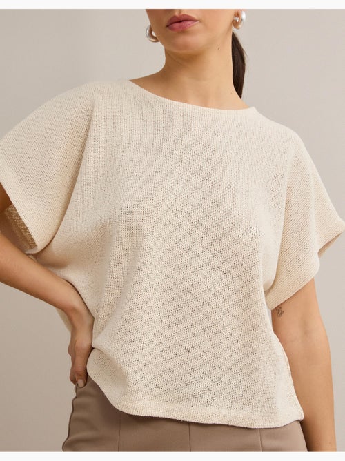 T-shirt rustique en maille, mo fashion - Kiabi