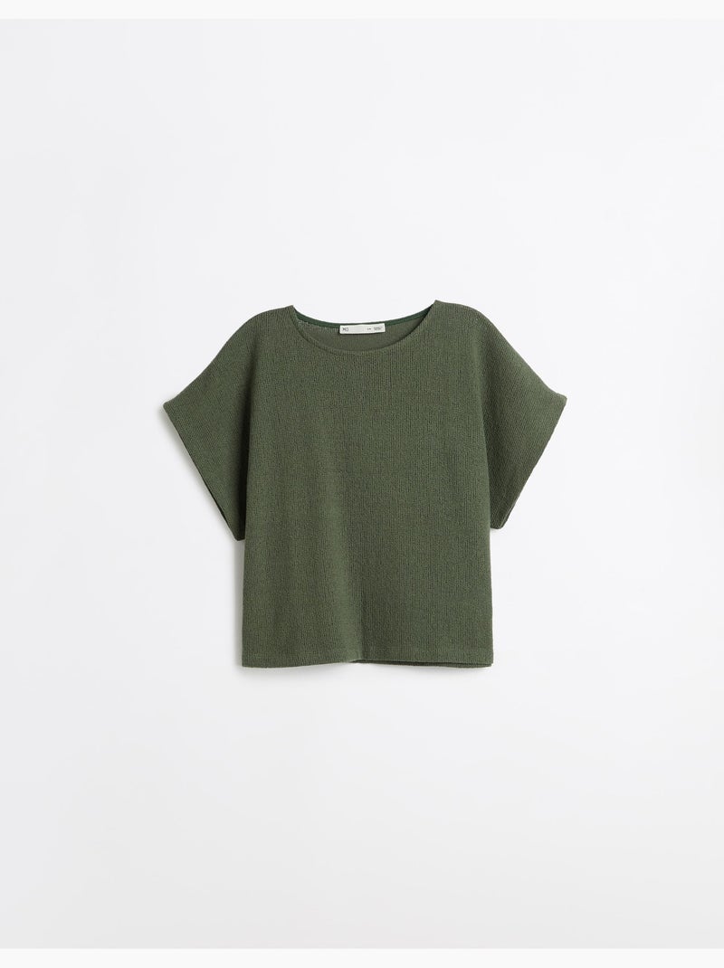 T-shirt rustique en maille, mo fashion Vert - Kiabi