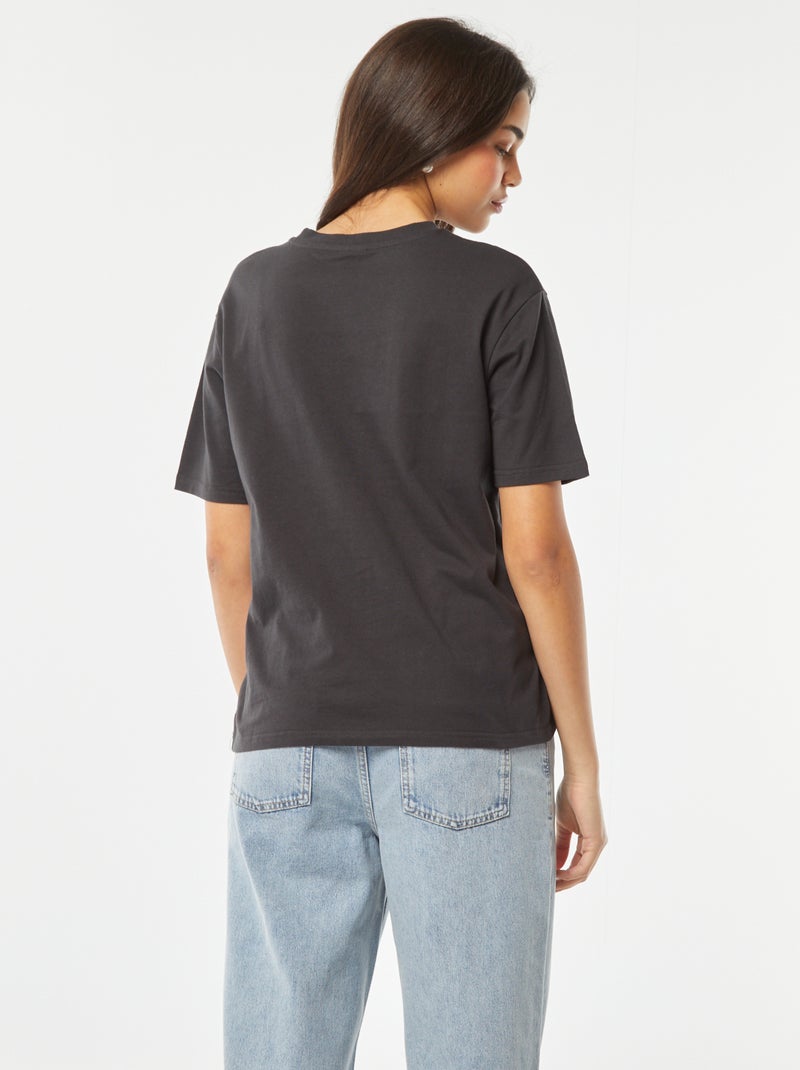 T-shirt 'Sakura' manches courtes NOIR - Kiabi
