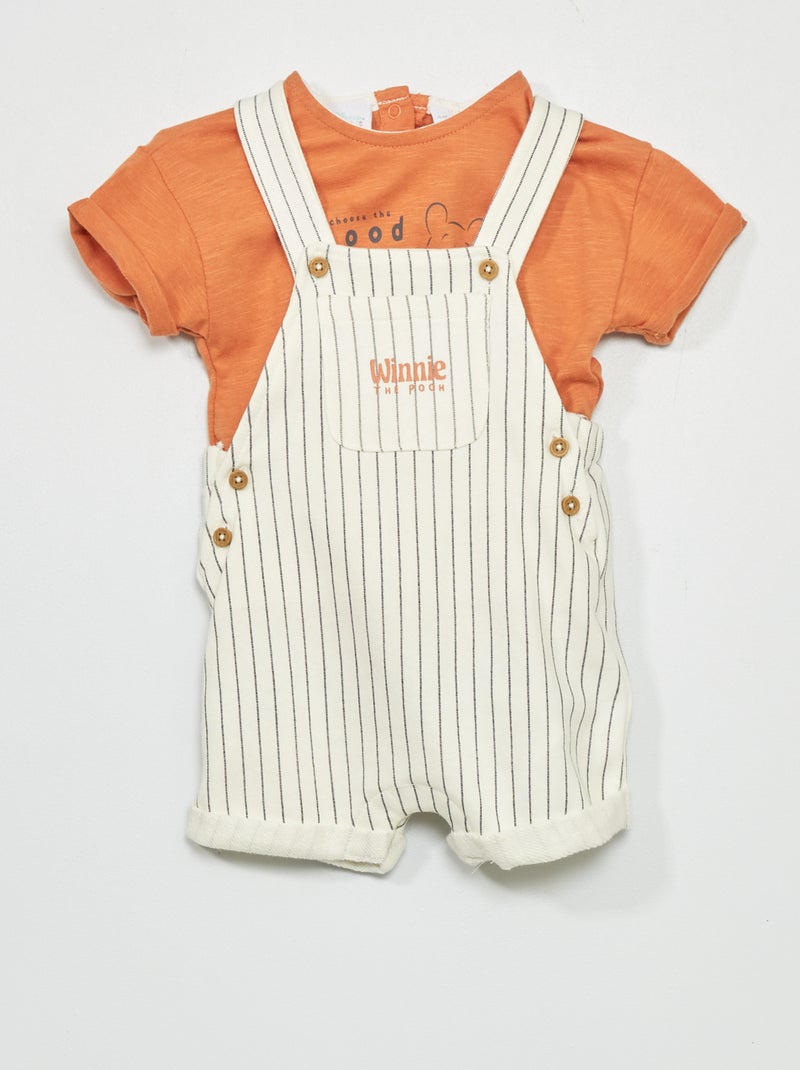 T-shirt + salopette 'Winnie' 2-delig BRUIN - Kiabi
