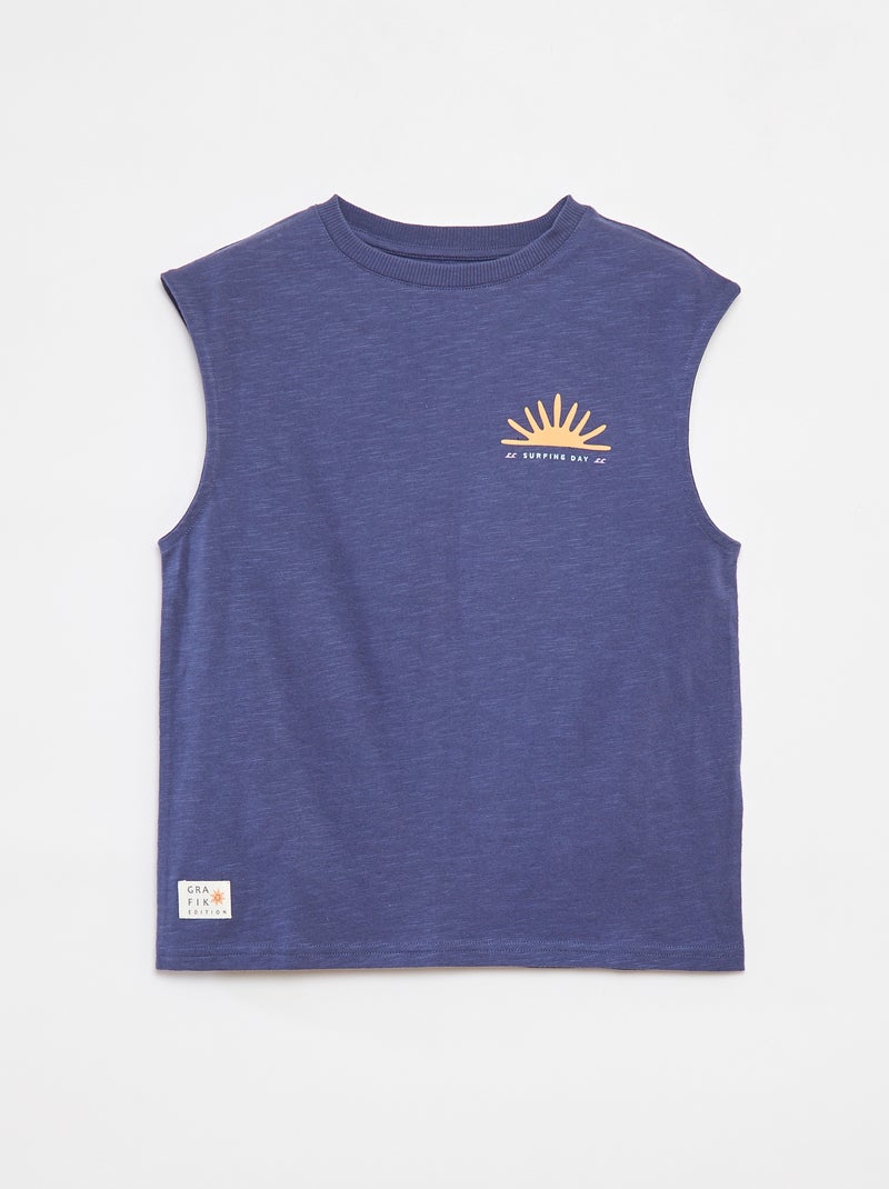 T-shirt sans manches - Grafik Edition BLEU - Kiabi