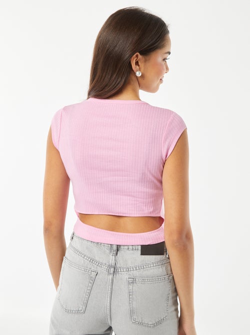 T-shirt sans manches avec ouverture dans le bas du dos - Kiabi