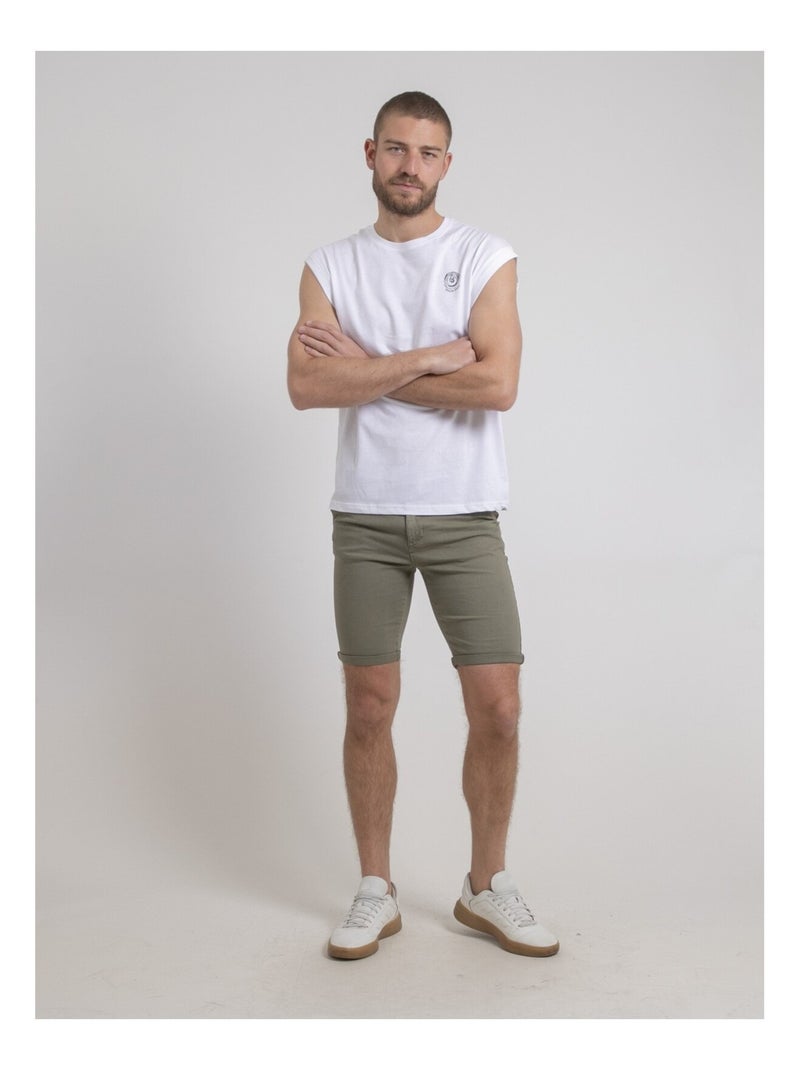 T-shirt sans manches col rond pur coton negak Blanc - Kiabi