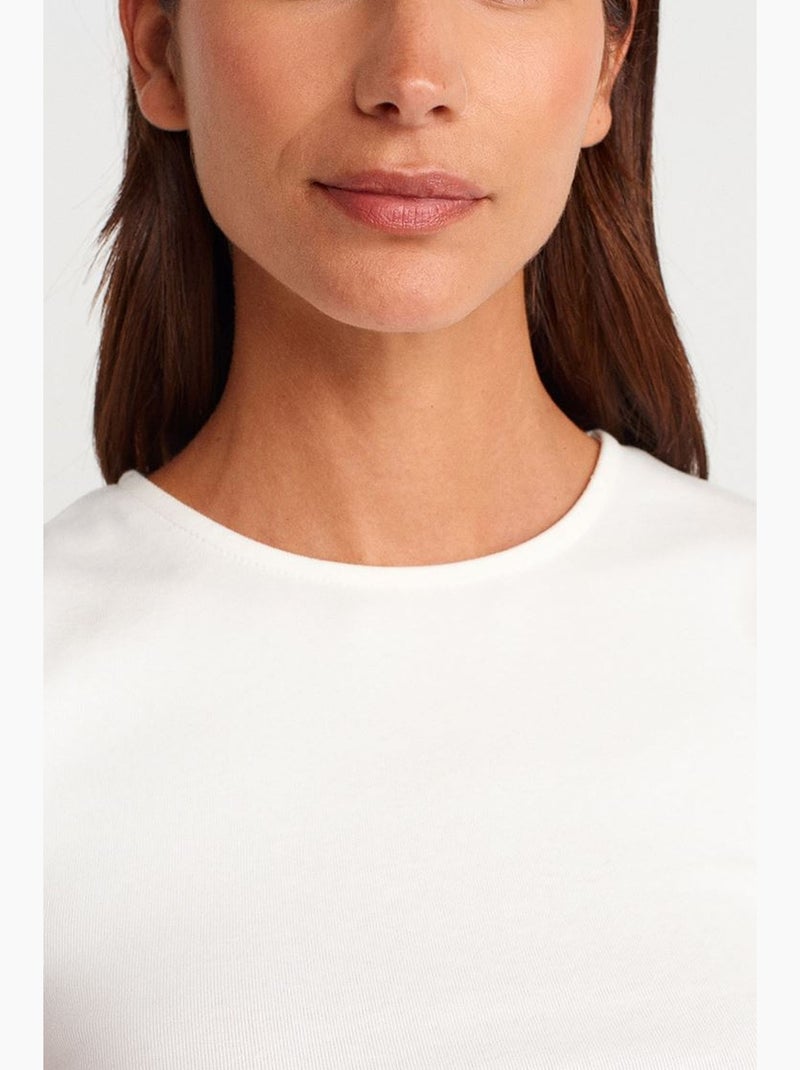 T-shirt sans manches côtelé à col rond et coupe ajustée dilvin Blanc cassé - Kiabi