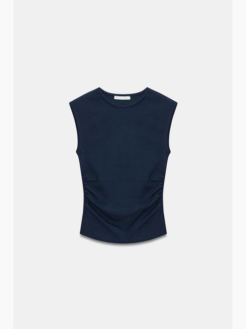 T-shirt sans manches côtelé à col rond et coupe ajustée dilvin - Kiabi