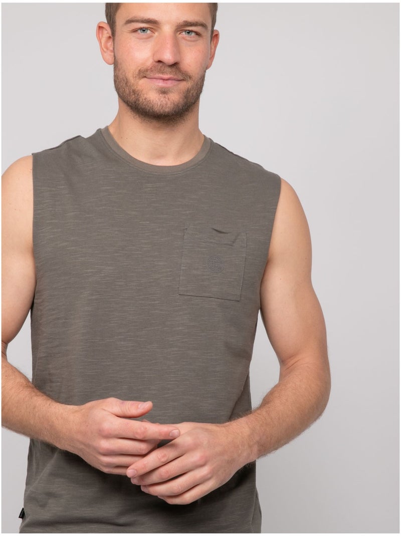 T-shirt sans manches coton negabino Kaki - Kiabi