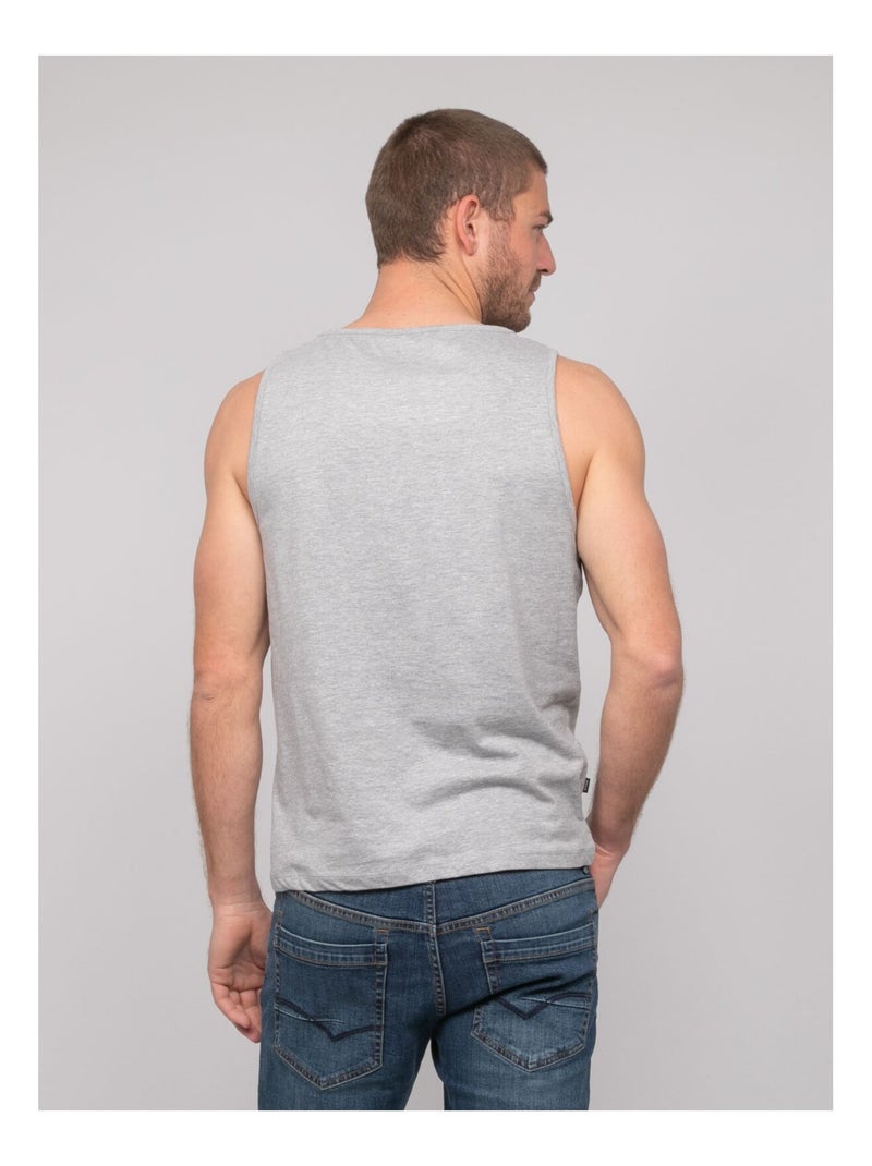 T-shirt sans manches coton nination Gris chiné - Kiabi