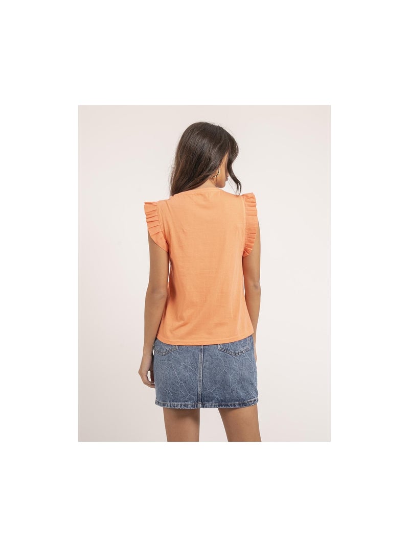 T-shirt sans manches falonne Orange corail - Kiabi
