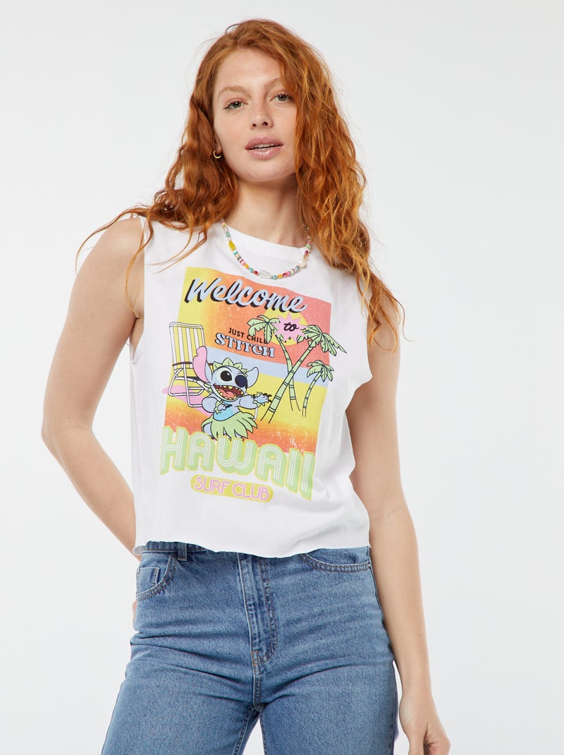 T-shirt sans manches 'Stitch' 'Disney' BLANC - Kiabi