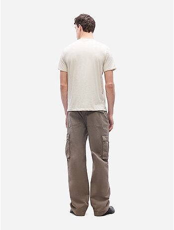 Calvin klein jeans heren t-shirt kaki met badge l4g