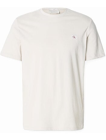Calvin klein jeans heren t-shirt kaki met badge l4g