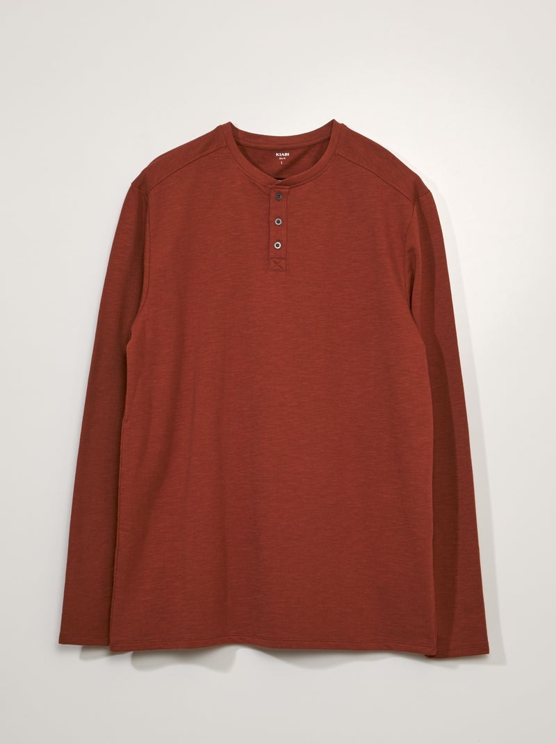 T-shirt slim fit à manches longues +1m90 marron - Kiabi