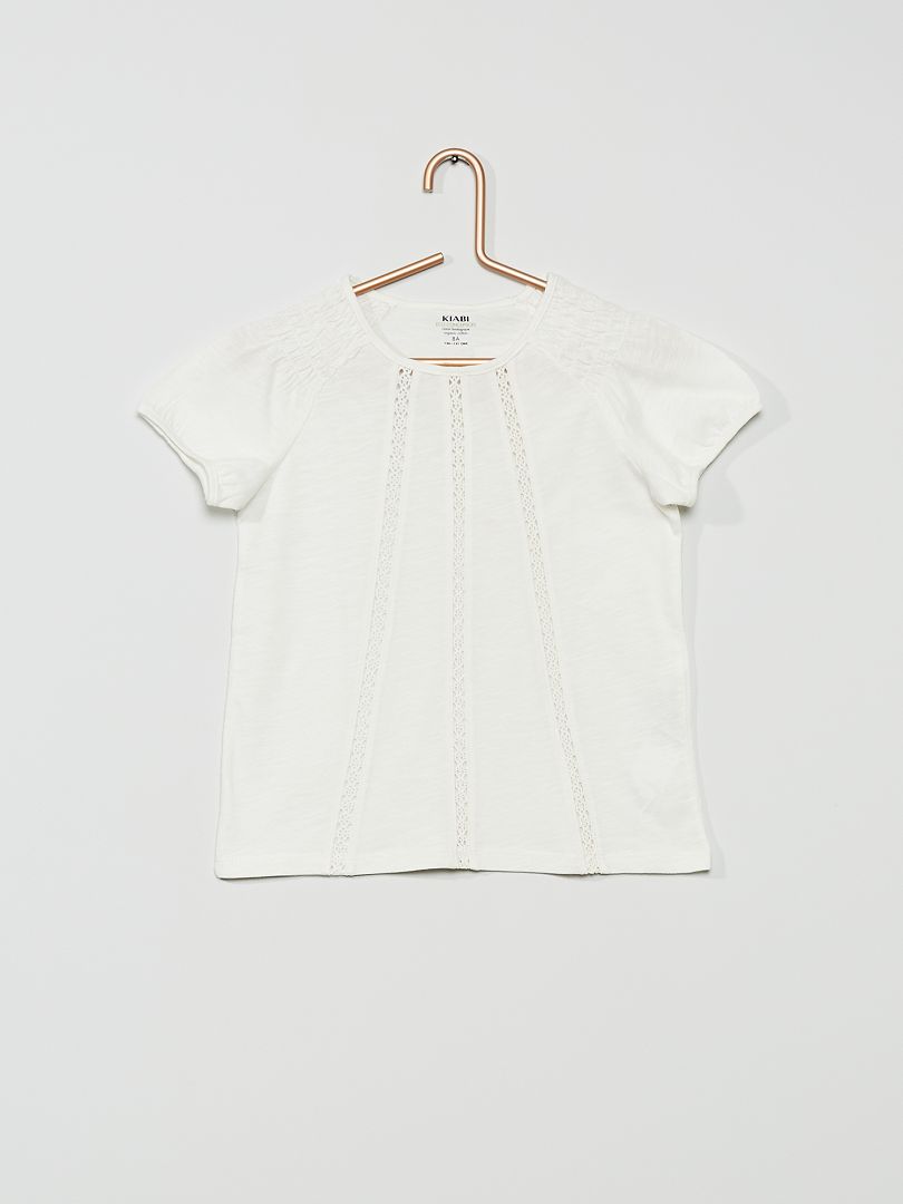 T-shirt smocké blanc cassé - Kiabi