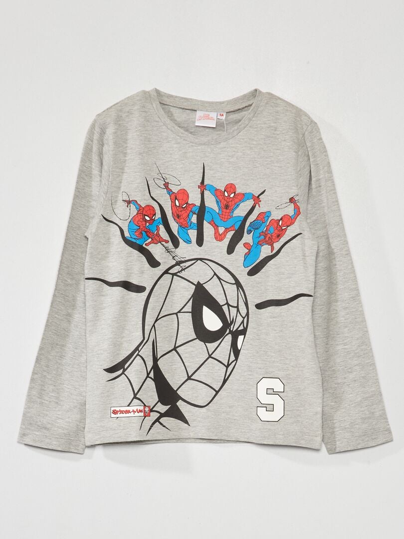 T-shirt Manches Longues Spider-Man Garçon - Imprimé XXL, Fond Rouge, Style Sportif Avec Bandes Manches - 7