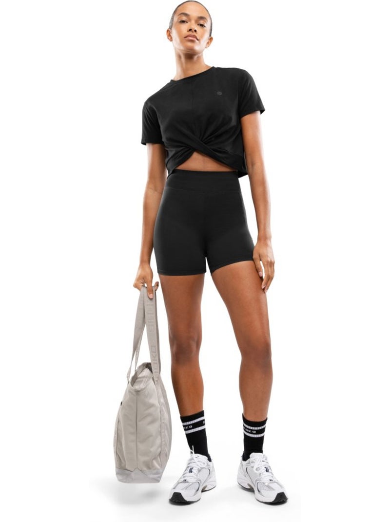 T-shirt sport à nœud torsadé femme fitness femme space Noir - Kiabi