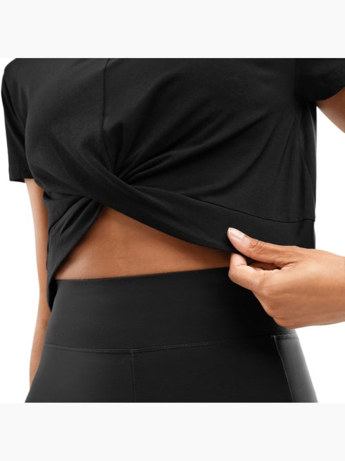 T-shirt sport à nœud torsadé femme fitness femme space - Kiabi