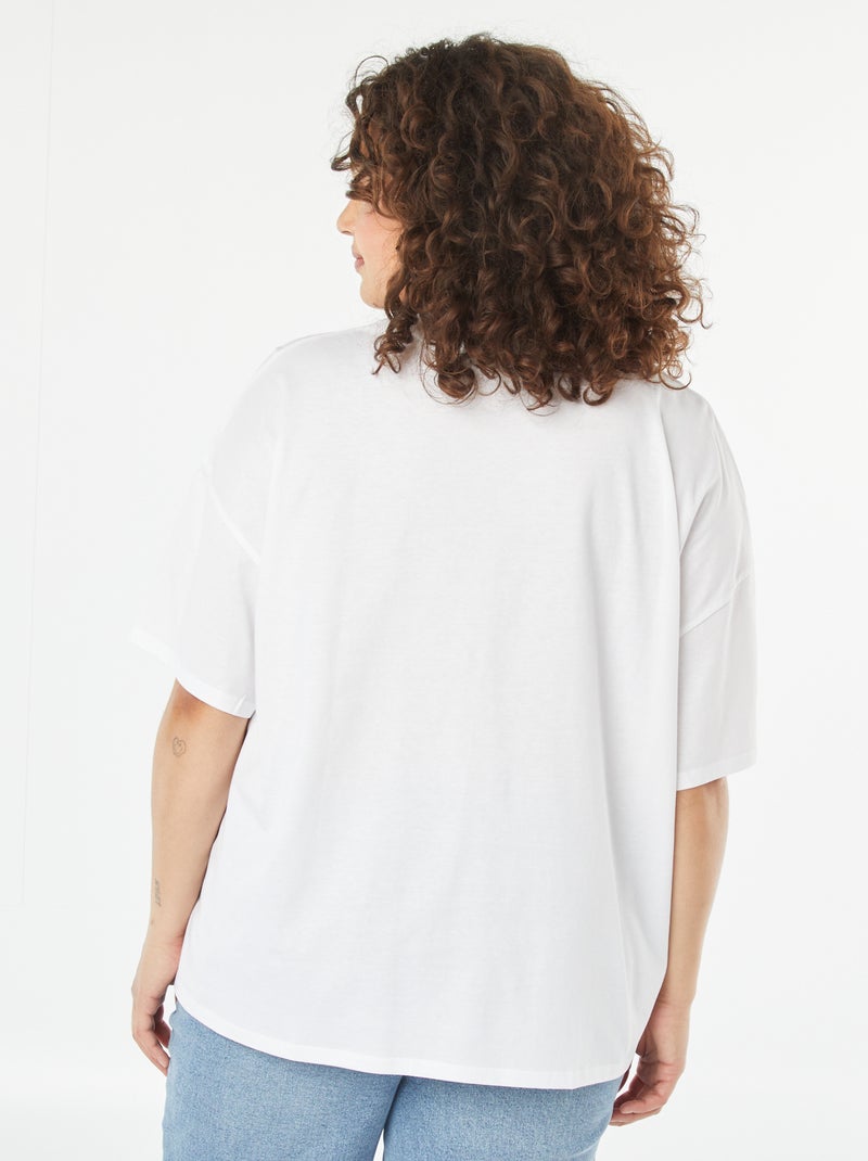 T-shirt 'Stitch' à manches courtes et col rond BLANC - Kiabi