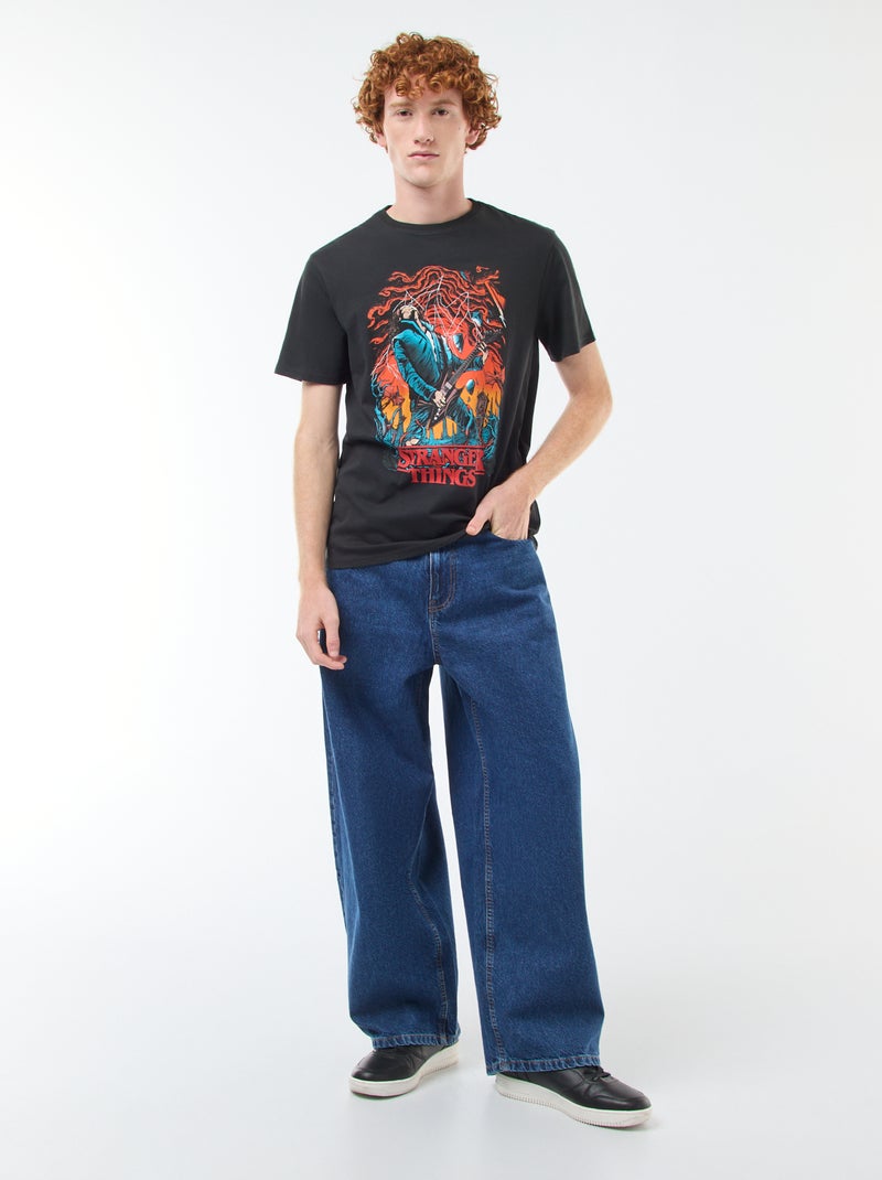 T-shirt 'Stranger things' en coton Noir - Kiabi
