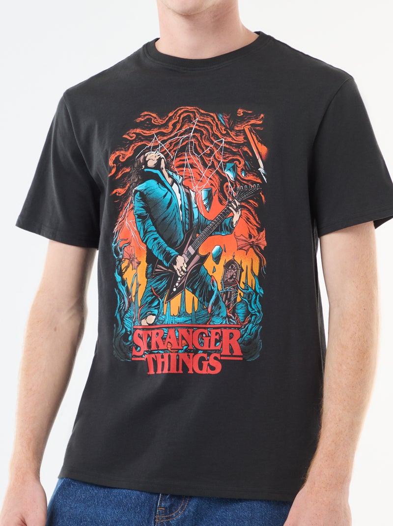 T-shirt 'Stranger things' en coton Noir - Kiabi