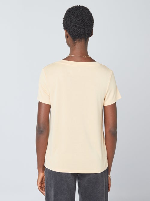 T-shirt stretch à col V - Kiabi