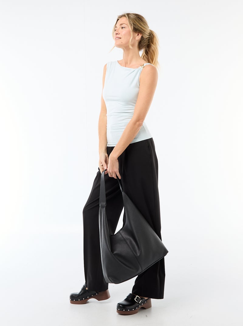 T-shirt stretch avec bijou doré Bleu - Kiabi