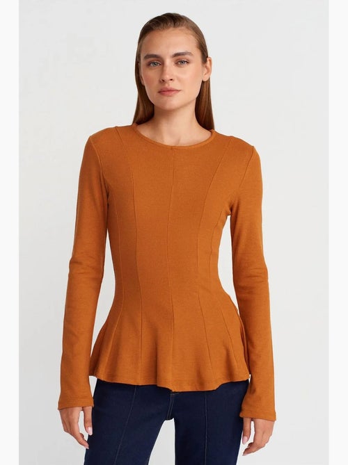 T-shirt structuur peplum lange mouwen dilvin - Kiabi T-shirt structuur peplum lange mouwen dilvin - Kiabi