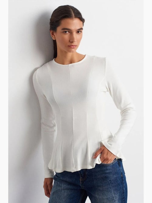T-shirt structuur peplum lange mouwen dilvin - Kiabi T-shirt structuur peplum lange mouwen dilvin - Kiabi