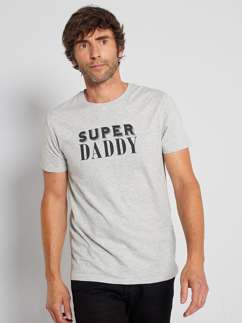 T-shirt  'Super Daddy' gris - Kiabi