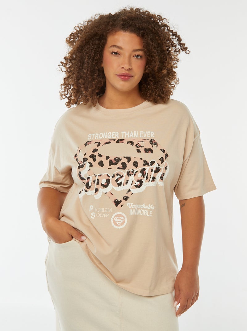 T-shirt 'Supergirl' 'DC Comics' manches courtes BEIGE - Kiabi