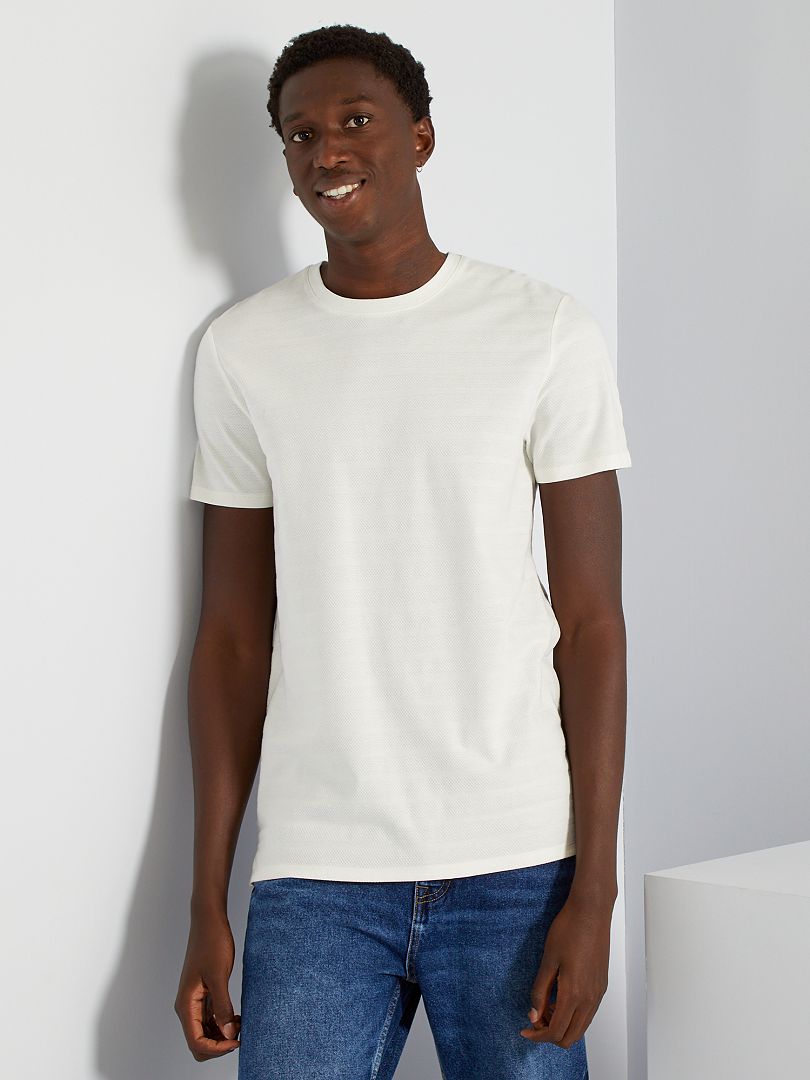 T-shirt texturé blanc - Kiabi