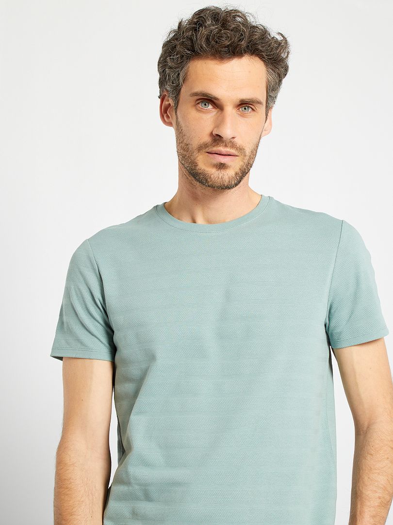 T-shirt texturé bleu turquoise - Kiabi