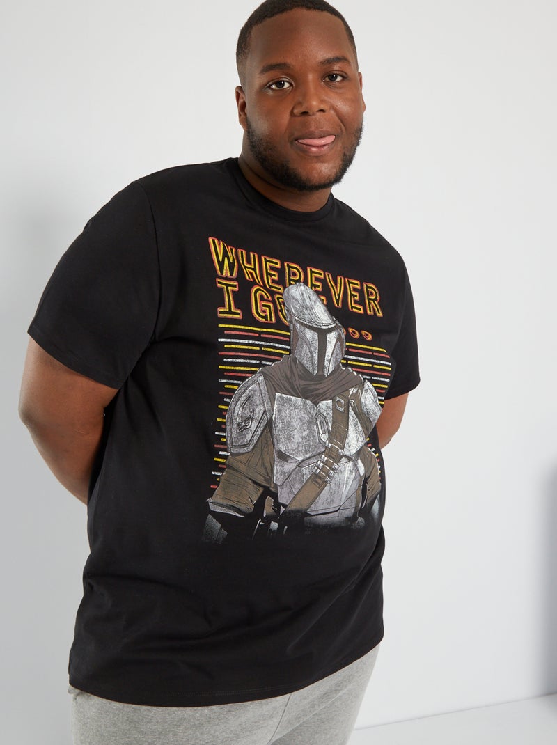 T-shirt 'The Mandalorian' à col rond noir - Kiabi