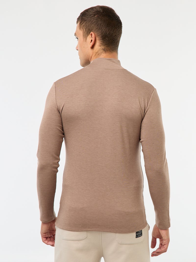 T-shirt thermique à col montant Marron - Kiabi