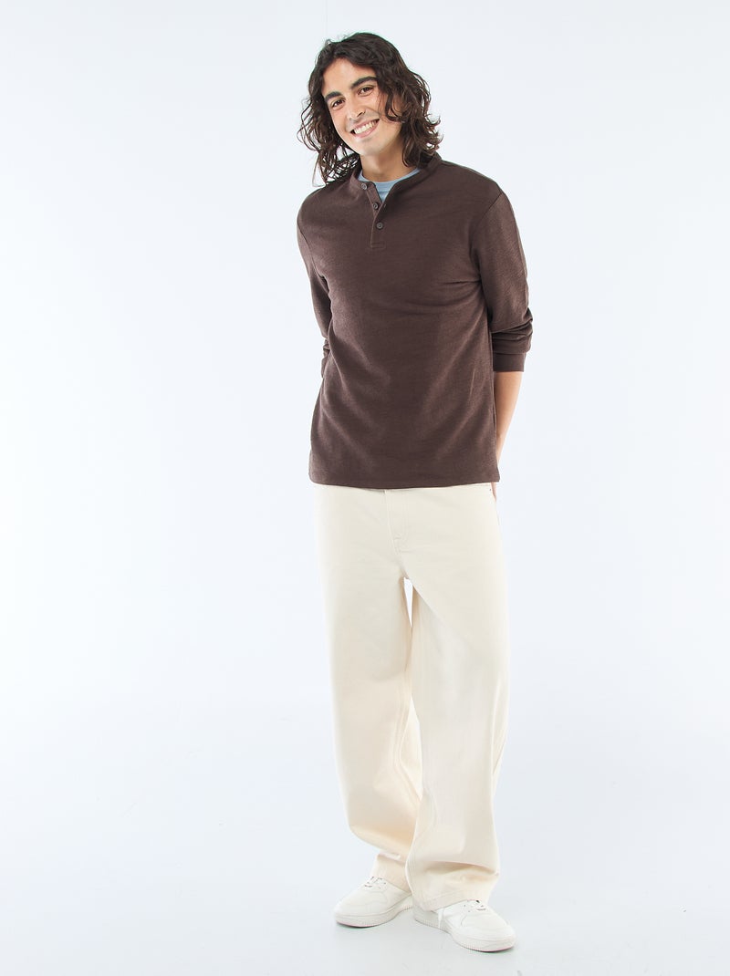 T-shirt tunisien regular fit Marron - Kiabi