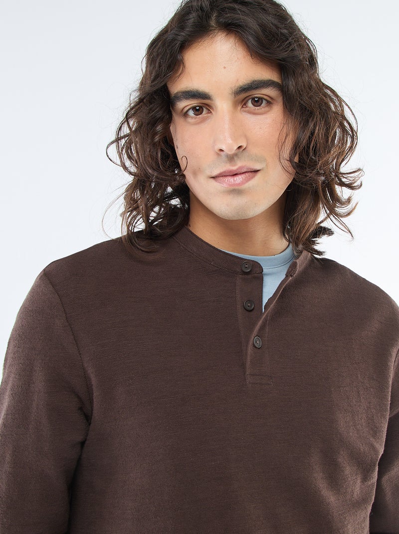T-shirt tunisien regular fit Marron - Kiabi