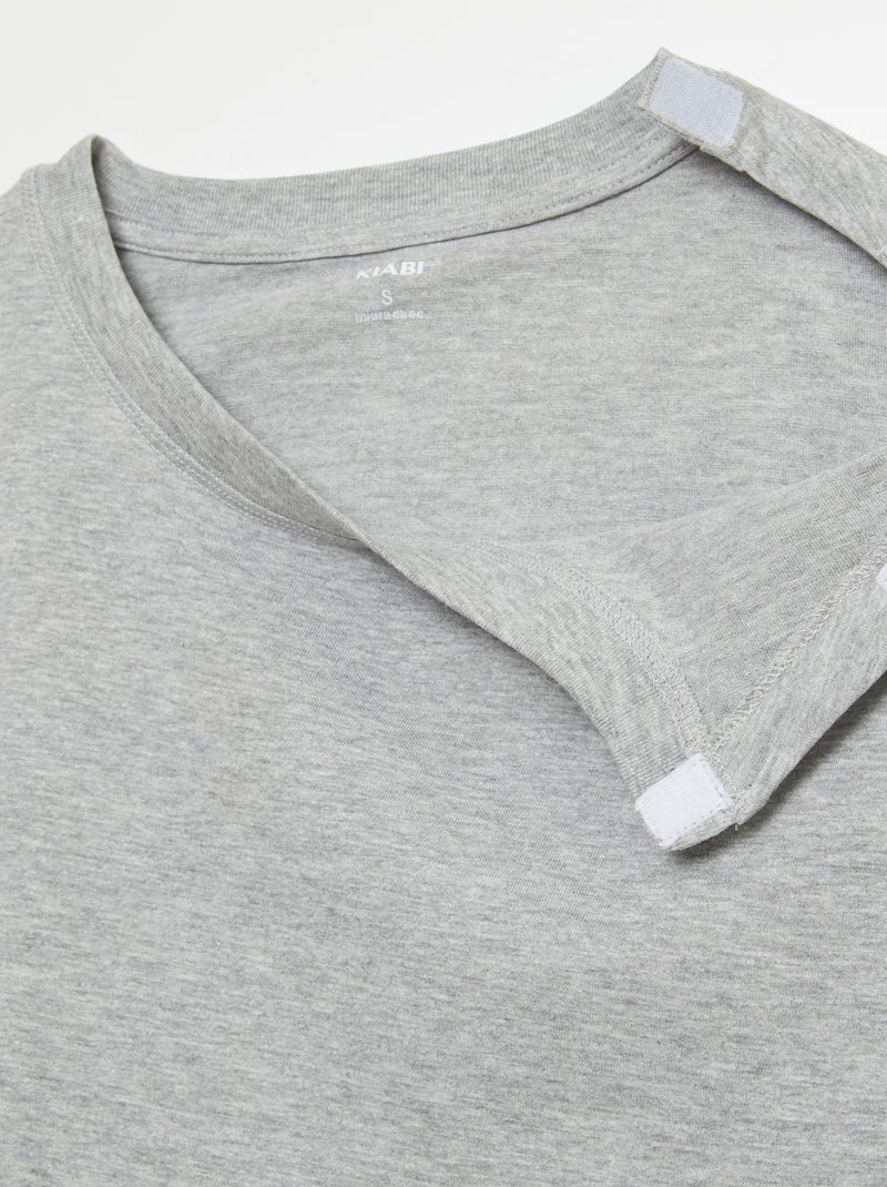 T-shirt uni - collection facile à enfiler Gris - Kiabi