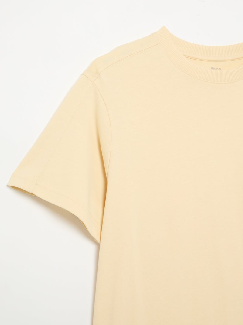 T-shirt uni à col rond pour homme Jaune - Kiabi